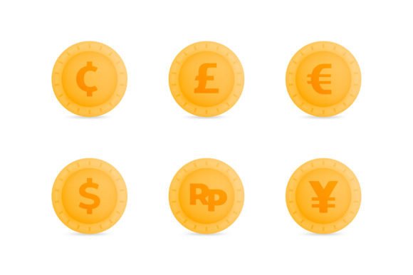 3D Coin Collection of Foreign Currencies: A Versatile Vector Design for Modern Marketing and Creative Projects
