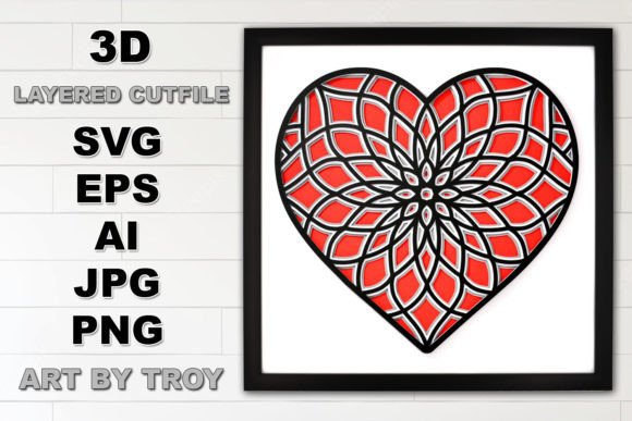 3D Heart Mandala Layered SVG Cut File – Create Stunning Artwork