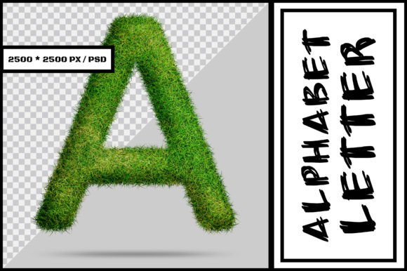 Alphabet Letter A with Grass Style Design