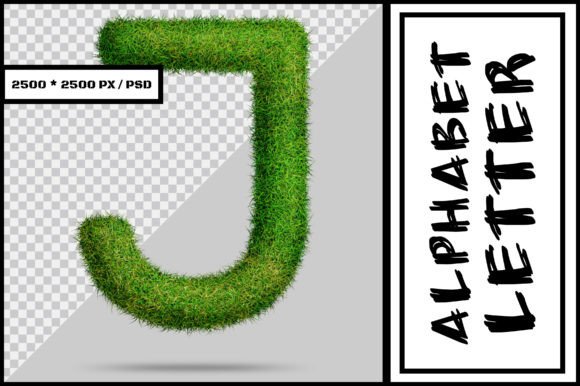 Alphabet Letter J with Grass Style – A Unique Design Element for Creative Projects