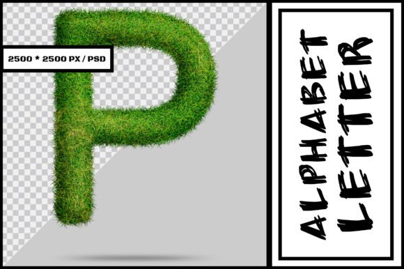 Alphabet Letter P with Grass Style