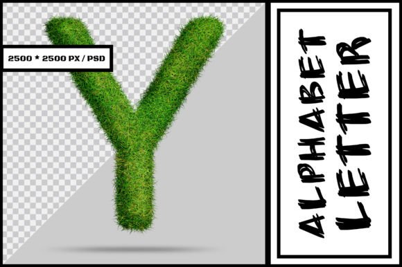 Alphabet Letter Y with Grass Style and Realistic 3D Grass Style Design – Creative Uses and File Formats