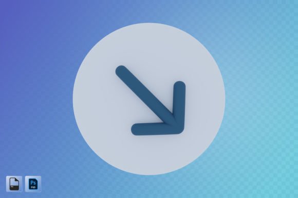 Bottom Right Arrow 3D Illustration for Design Projects