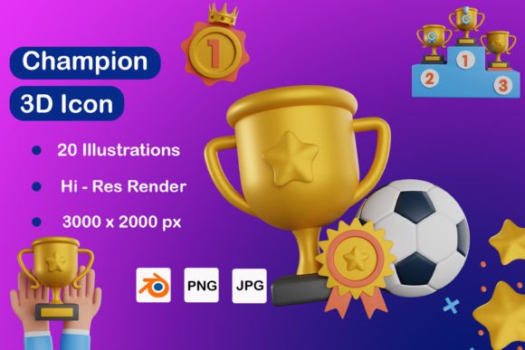 Bundle of Champion 3D Icon Pack: A Versatile Design Tool for Creatives