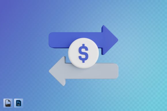 Money Transfer 3D Illustration: A Dynamic Design Asset for Modern Projects