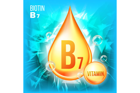 Vitamin B7 Biotin Vector. Vitamin Gold
